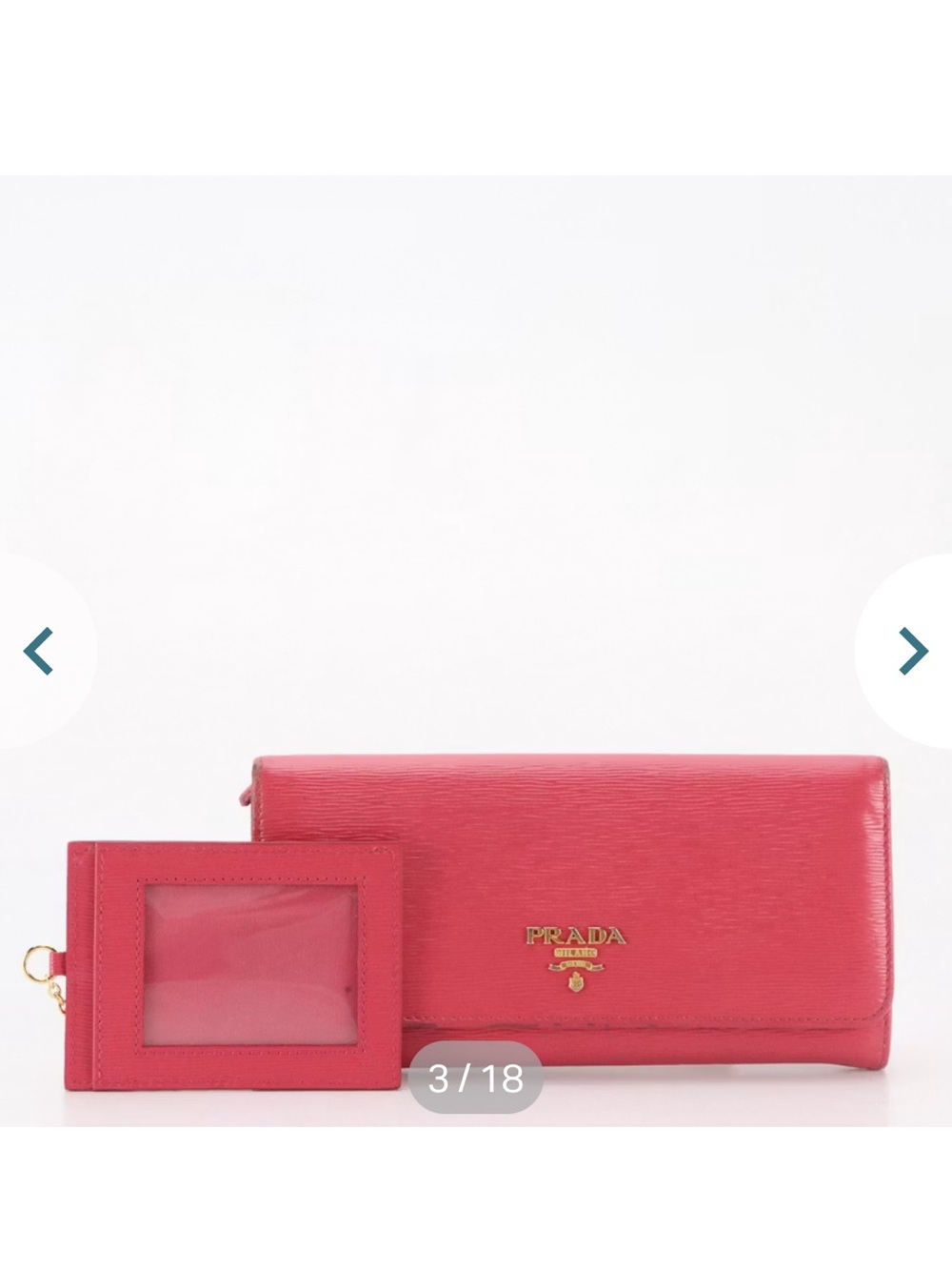 Prada Pink Leather Continental Wallet with Card ID Holder - Vintage
